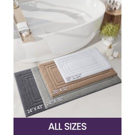 DEXI Bathroom Rug Mat, Ultra Soft Absorbent Bath Mats for Bathroom, Shower Floor Bathmat Non Slip, Washable Bath Rugs Carpet for Tub, Sink, 24"x16", Light Grey