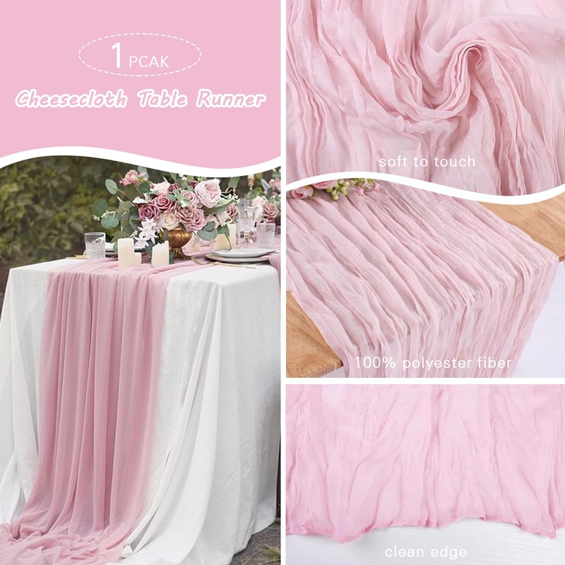 YALLOVE Cheese Cloth Table Runner, 1 Pack 90 x 400