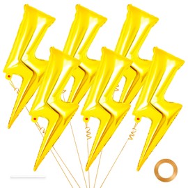 6 Pcs Large Lightning Balloons,36 Inch Lightning Bolt Foil Balloons,Flash Balloons for Party,Lightning Shape Foil Balloons for Birthday Party Wedding Baby Shower Boys Electric Supplies (Yellow)