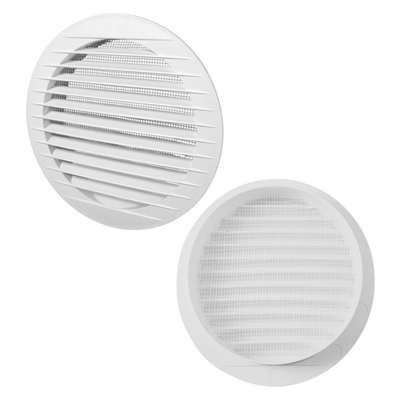 White Circular Ventilation Grille with Flyscreen - Round Air Vent