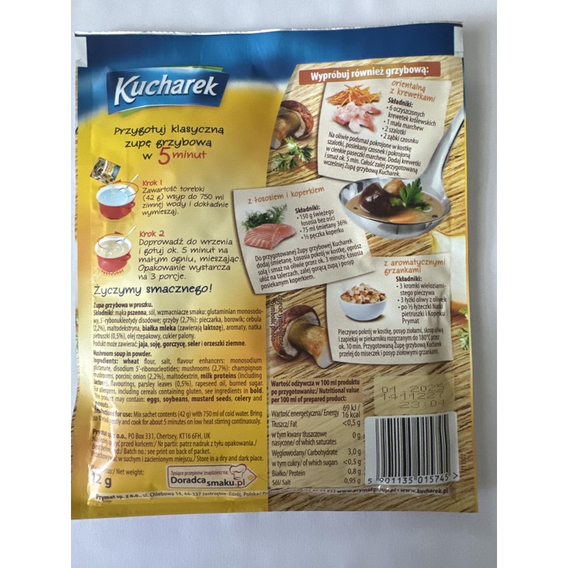 Kucharek Zupa Grzybowa Mushroom Soup 42g Bag (5-Pack)