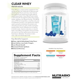 NutraBio NutraBio Clear Whey Isolate Protein Powder, Delicious & Refreshing Fruit Flavors, Protein Juice, No Milky Taste, No Foam, Zero Sugar, Watermelon Breeze, 20 Servings