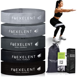 Flexelent - Bandas de resistencia de tela de 5 niveles para entrenar, amigables con la piel y antideslizantes, resistencia para piernas, glúteos y entrenamiento de fuerza con bolsa de almacenamiento