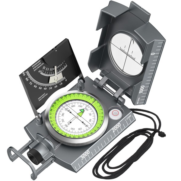Proster Marching Compass Professional Pocket Compass with Clinometer Carry Strap