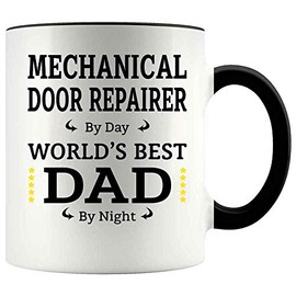 Funny Father's Day Gift For MECHANICAL DOOR REPAIRER Dad 11oz Accent Mug, MECHANICAL DOOR REPAIRER By Day, Dad By Night