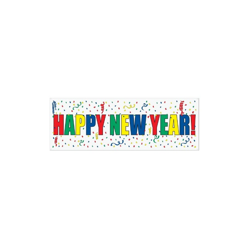 Beistle 1-Pack Happy New Year Sign Banner, 5-Feet by 21-Inch