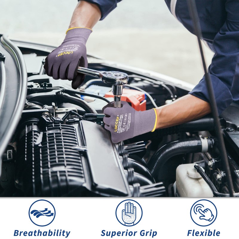 Work Gloves MicroFoam Nitrile Coated-6 Pairs,Endurance Seamless Knit Nylon,Dots on