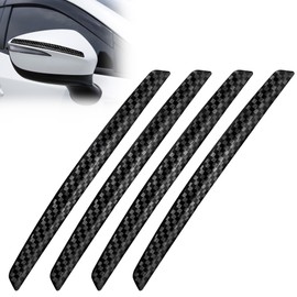 4Pcs Black Car Door Edge Protector Cars Universal Carbon Fiber Door Guard Rear View Mirrors Durable Scratch Resistant Guards Car Door Protection Strip Apply for Vehicle Doors Edges Rear View Mirrors