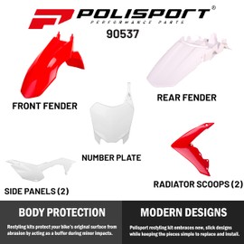 Polisport Full Plastic Kit for Honda CRF110 (2013-2018) OEM Quality Restyling Kit with Superior Fit, Flexibility, and Durability (Red/White)
