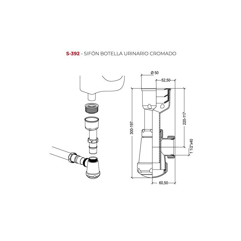 Jimten S-392 – Siphon Urinary Bottle Chrome
