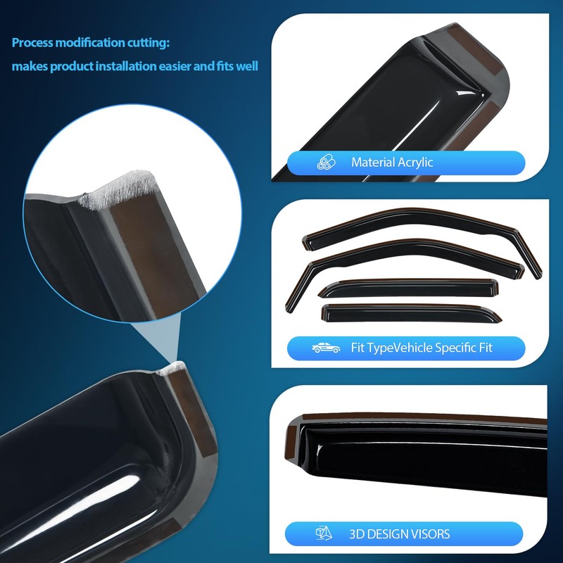 Nilight Window Rain Guards for Dodge Ram 2500 3500 Crew