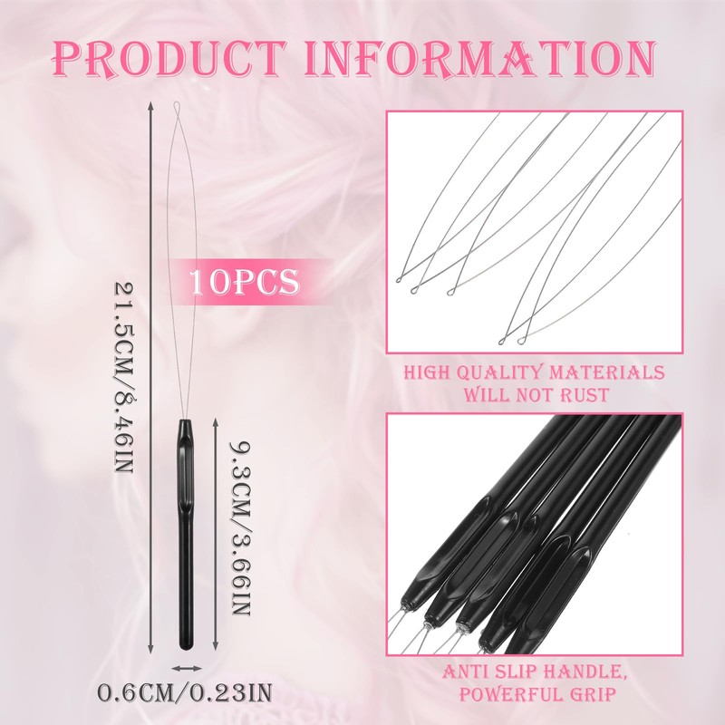 AOZUO Crochet Hook Set, Threader, Beard Beads, Hair Extensions, Black