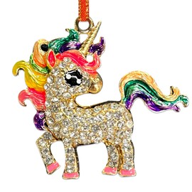 JUESMOS Unicorn Ornaments for Christmas Tree 2025 Metal Unicorn Christmas Ornaments for Kids Girls Sisters Women Rainbow Unicorns Xmas Hanging Decorations Xmas Party Supplies Gifts