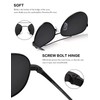 LUENX Men Women Aviator Sunglasses Black Polarized Metal Frame UV