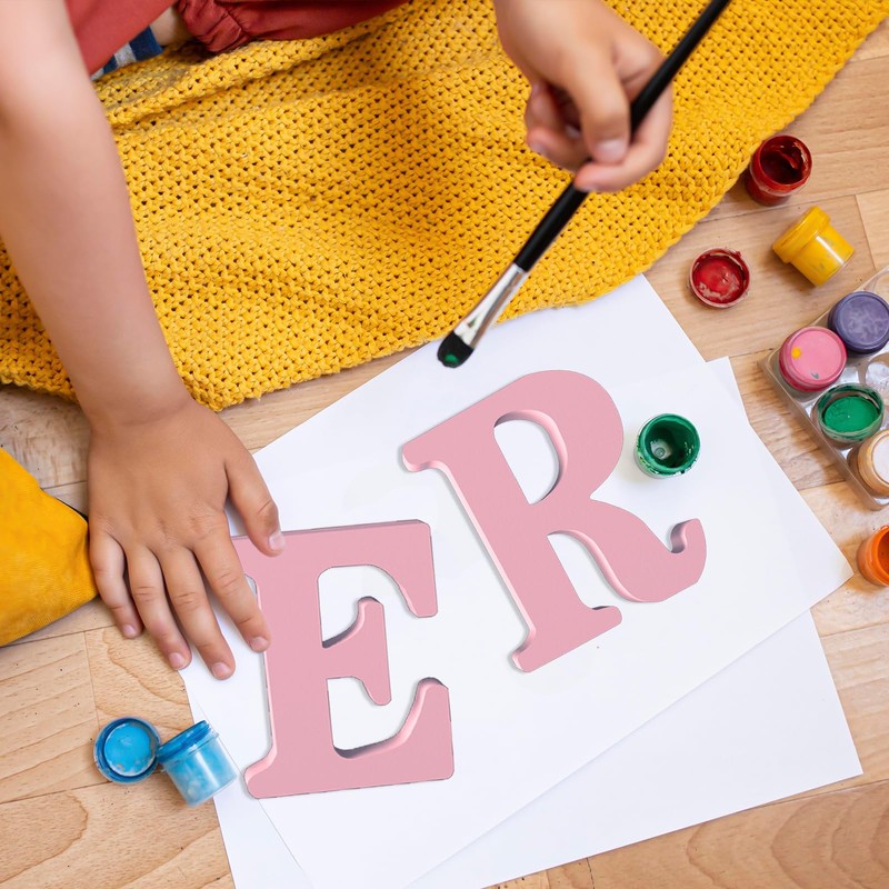 Aruatu Pink Wood Letters - 6 Inch Unfinished Standing Decorative