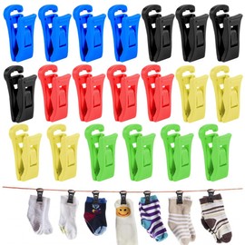 XPEX Pack of 20 sock clips for washing machine and dryer, sock clips for washing machine, colourful sock clips, non-slip sock clip with hooks, sock holder washing machine