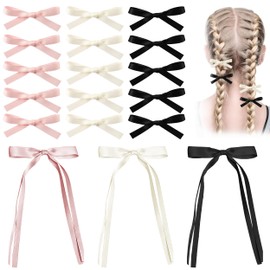 18 Stück Mini Schleife Haarspangen, Kleine Haarschleifen für Damen, 3 Farben Satinschleifen Haarclips Kleine Haarschleife Haarschmuck Süß Haarspange Schleife für Langes Kurzes Haar