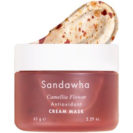 SanDaWha SKINCURE Camellia Flower Cream Mask - Antioxidant, Petal-Infused Wash-Off Facial Mask, Anti-Aging & Hydrating Treatment for Dry and Rough Skin, Illuminates & Refreshes, 2.3 fl. oz.