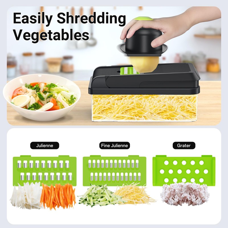 SpaceHacks 12-in-1 Vegetable Chopper, Kitchen Gadgets with 7 Blades, Veggie,