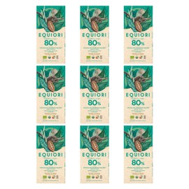 Premium Organic 80% Cocoa Dark Chocolate Bar - Vegan, Lactose-Free, Gluten-Free, Sugar-Free - Sweetened with Erythritol, Fair Trade, 2.82 oz (Pack of 9)