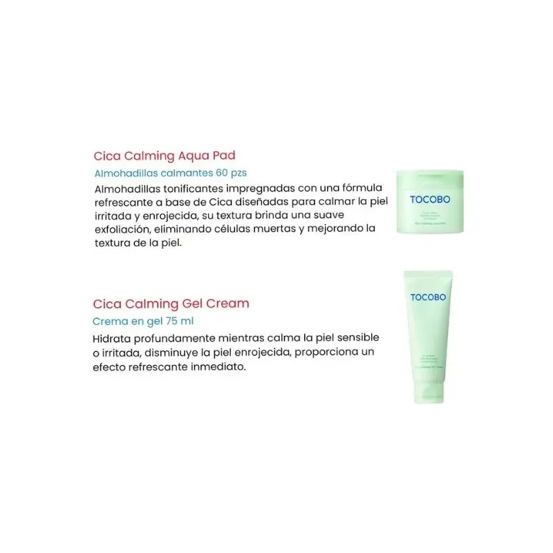 Kit Tocobo 2 Pzs Cica Calming Pads Y Crema +