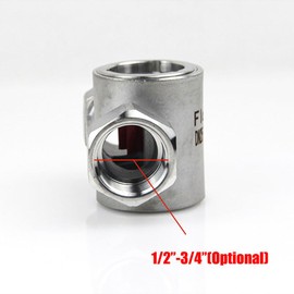 Water Flow Indicator, 1/2" / 3/4" BSP Female Thread Window Sight Glass Flow Indicator with Impeller Visual Water Flow Meter Indicator (3/4")