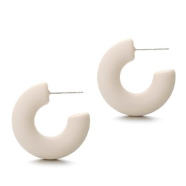 RUOFFETA Acrylic Chunky Hoop Earrings, Lightweight Thick Open Hoops Candy Color Hoop Earrings for Women(Cream White)