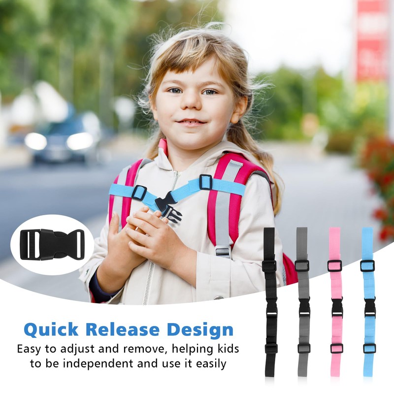 MIHURO Pack of 4 Children's Chest Strap Backpack Chest Strap