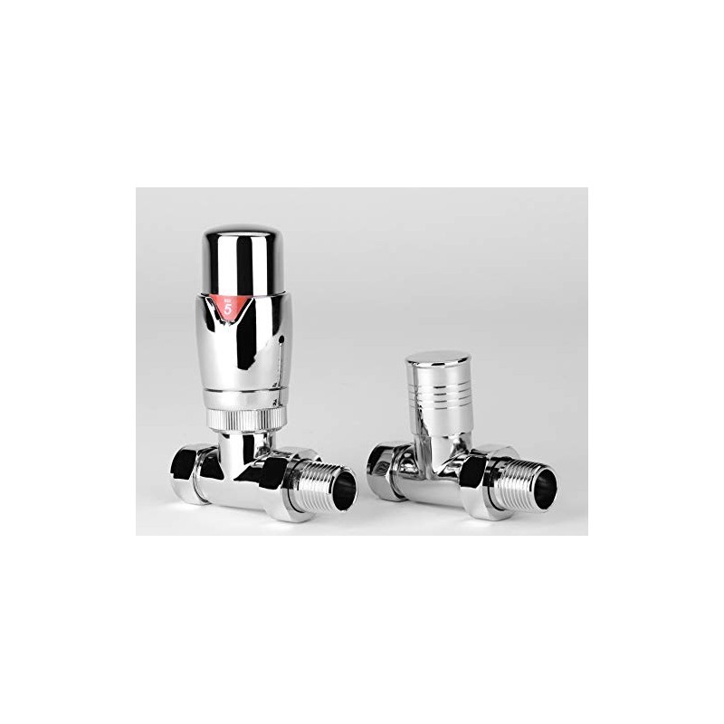 Greenedhouse ZZ-3023 Oslo Straight Chrome TRV and Lock Shield Valve