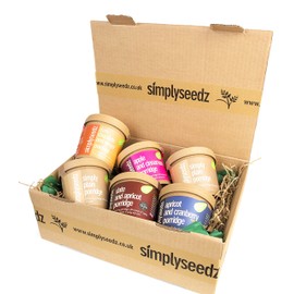Simplyseedz Porridge Pot Assortment Box, 6 x 60g pots Fibre rich Gut healthy Vegan friendly