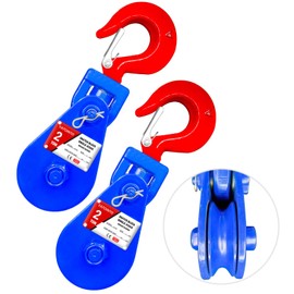YATOINTO 2 ton Snatch Block with Hook(2 Pack), 3" Sheave 3/8" Inch Wire Rope Snatch Block, 4400lbs Snatch Pulley for Rollback Wrecker Car Hauler Winch