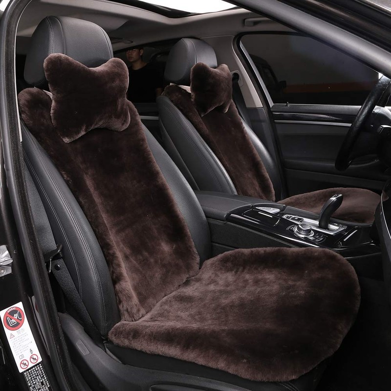 OGLAND 100% Natural Fur Sheepskin Universal car seat Covers for