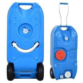 YITAMOTOR 40L Portable Water Tank with Solid Handle, Odorless Tote for Camper with Large Wheels, Portable Water Holding Tank with Filling and Draining Ports for Efficient Water Management, Blue