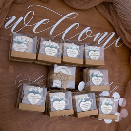 10 Piece Set of Wooden Tealight Candle Holders, Wedding Candle Favors, Baby Shower Favors, Return Favors, Bridal Shower Favors for Guests.(Light brown)