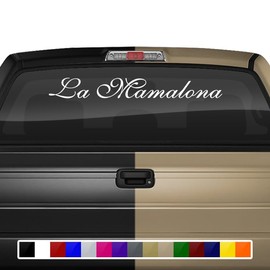 Sticky Creations La Mamalona Decal Sticker Windshield Window Vinyl Graphic Banner Rear Back Car Truck SUV Vehicle Calcomanía Troca Carro Script Cursive 36"x4.25"+ (Font-Shells 3)