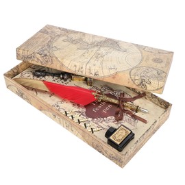 Feather Pen Set Gold Head Dipped Water Vintage Writing Tool Retro Calligraphy GiftRed