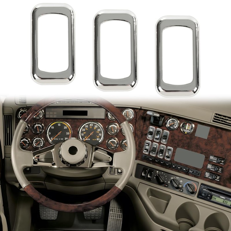 Chrome Plastic Rocker Switch Trim Compatible with Freightliners & Peterbilt