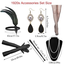 GOHOY Women's 1920S Sequin Fringed Flapper Dress with Roaring 20s Accessories,M