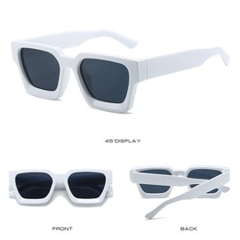 WDZAYXC Vintage Rectangular Sunglasses for Women Men Chunky Rectangle Sunglasses Retro Glasses UV400 Protection, white/black