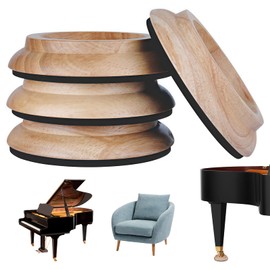 Set of 4 Piano Coasters: Wooden Furniture Coasters, Round, Diameter 10 cm, Piano Cup Coasters, Rubberwood Non-Slip Coasters, for Piano, Furniture, Sofas