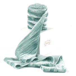 DINDOSAL Slate Blue Velvet Ribbon 3 inch Blue Frayed Velvet Ribbon Crinkle Blue Silk Velvet for Wreaths Sash, Christmas Tree Decoration, Flower Bouquet, Gift Wrapping, Bows, Wedding Decor-3 Yards