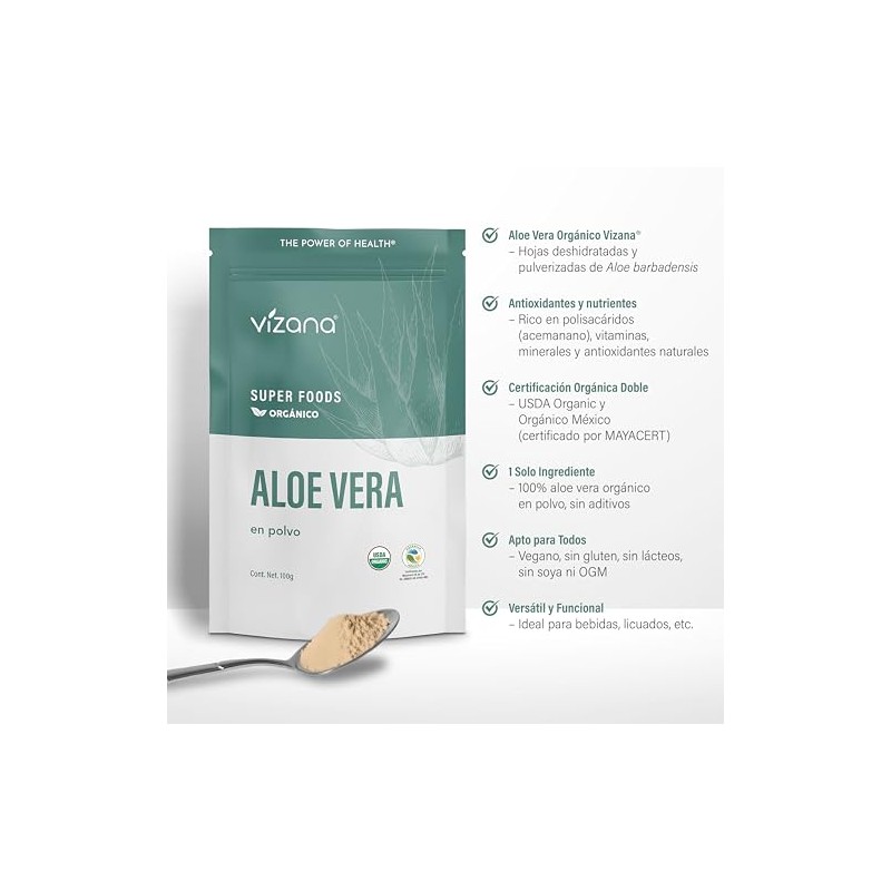 VIZANA NUTRITION | Aloe Vera Orgánica Certificada USDA en Polvo