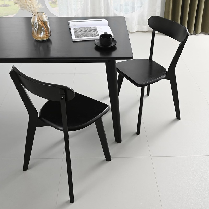 DELAVIN Soild Wood Dining Chairs Set of 2, Oak Wood