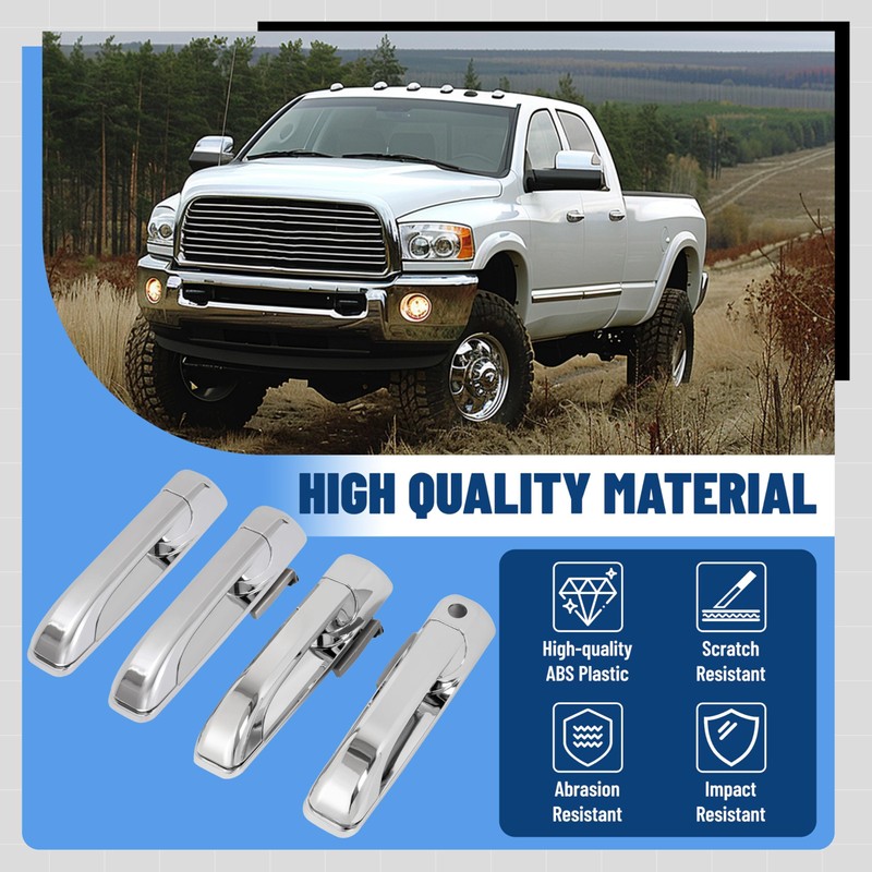JMTAAT 4Pcs Exterior Door Handle Compatible with 2009-2025 Dodge Ram