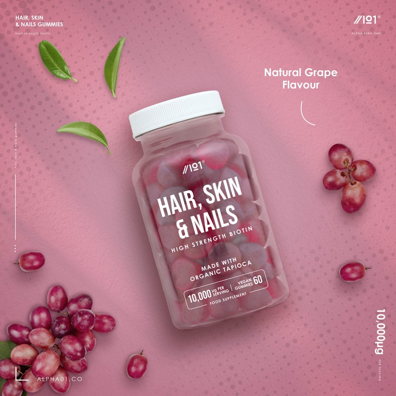 Hair Skin & Nails Gummies - High Strength 10,000mcg Biotin