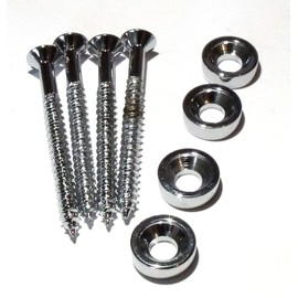 set of 4 guitar neck joint bushing/washers in chrome including screws 12mm dia