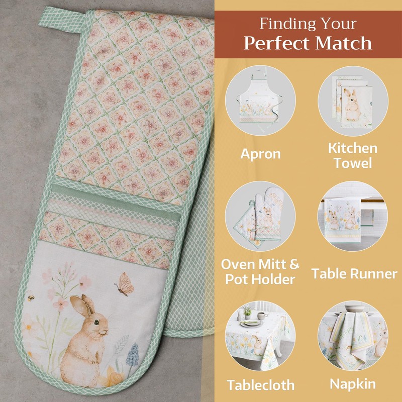 Maison d'Hermine Double Oven Mitts 100% Cotton 7"x35" Double Oven