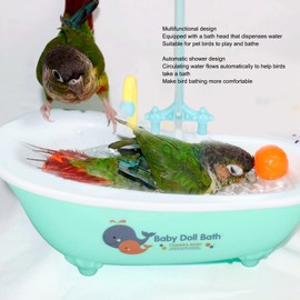 Multifunctional Cute Electric Bird Bathtub with Faucet, Automatic Shower, Bird Baths for Parakeets, Budgie, Cockatiel