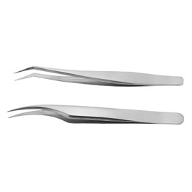 Healeved 2pcs Stainless Steel Eyelash Grafting Tweezers Set Ergonomic Elbow Design for Precise False Eyelash Application and Removal for Professionals and Personal Use