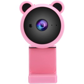 BitTekk Bear Cam 1080p Streaming Webcam - USB Connectivity - Cute Pink Aesthetic Video Recorder - Built-in Mic - Works with All Computers - Easy to Use